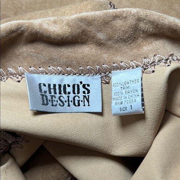 Chicos Tan Leather Women's Jacket M - Picture 8 of 9